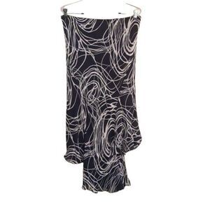 Vintage Gothic Witchy Skirt Silk  Abstract Spiderwebs Asymmetrical Black Size 12